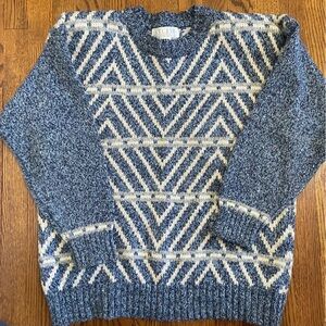 Studio Michelle Stuart Vintage Sweater Blue White Sweater Size Large